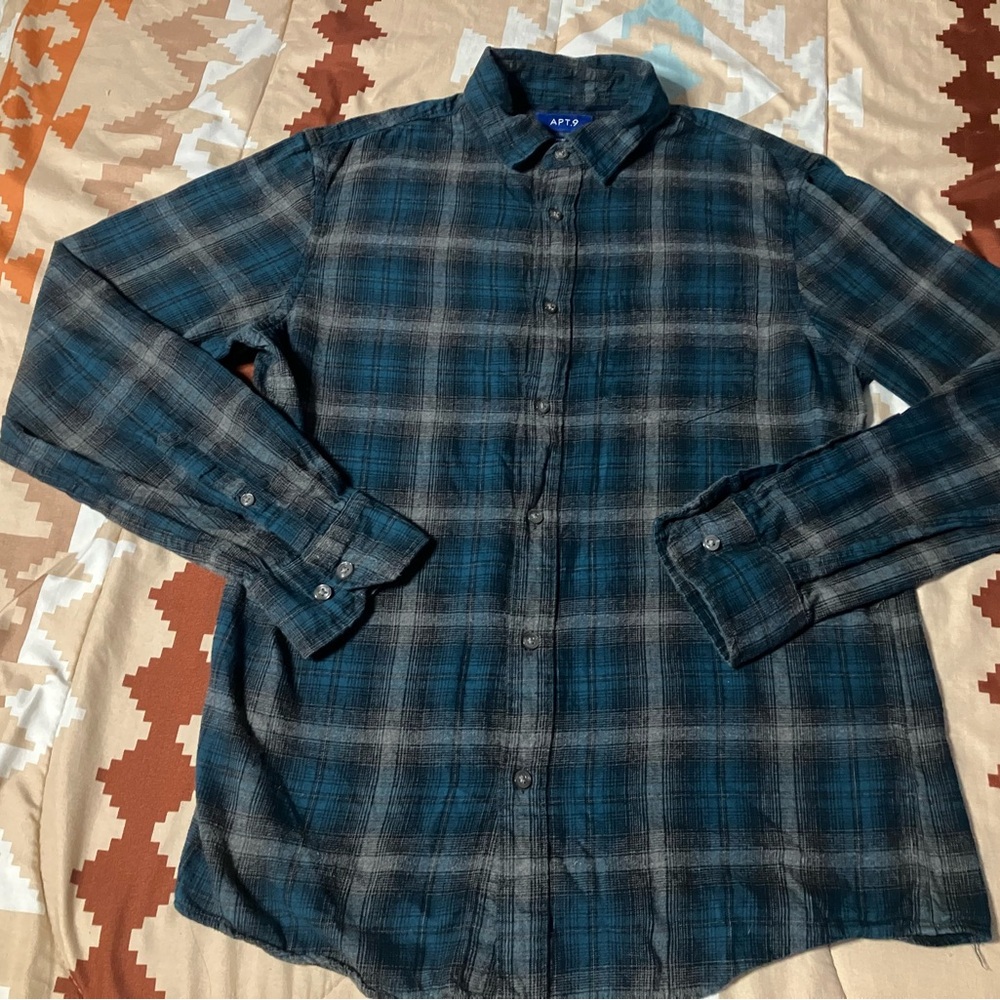 Apartment 9 blue/grey men’s flannel shirt S NEW